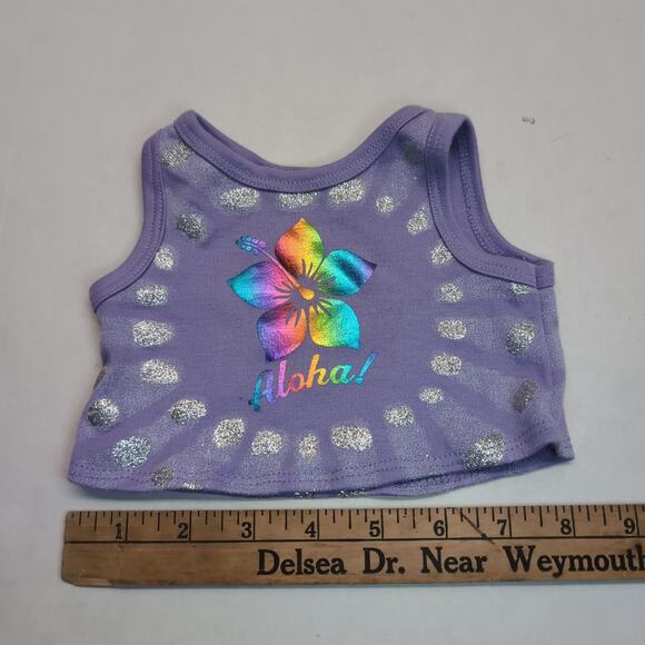 Build A Bear Aloha Shirt Purple Sparkle Glitter Tank Top - Picture 3 of 3